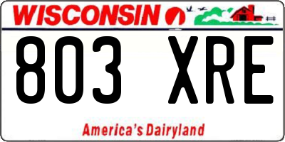 WI license plate 803XRE