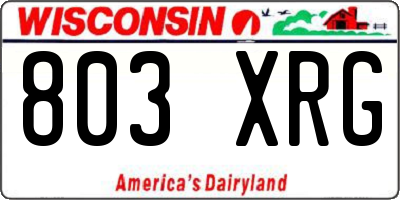 WI license plate 803XRG