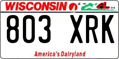 WI license plate 803XRK