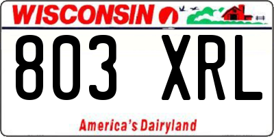 WI license plate 803XRL