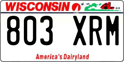 WI license plate 803XRM