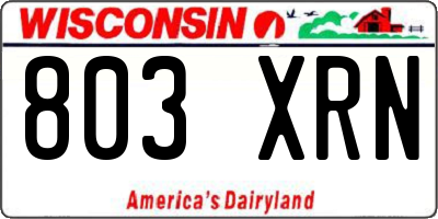 WI license plate 803XRN
