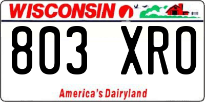 WI license plate 803XRO