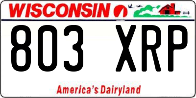 WI license plate 803XRP
