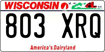 WI license plate 803XRQ