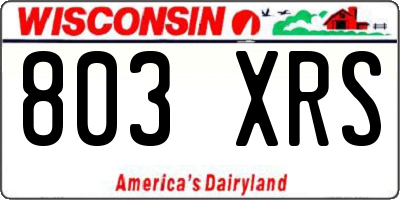 WI license plate 803XRS