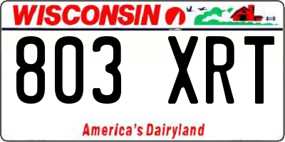 WI license plate 803XRT