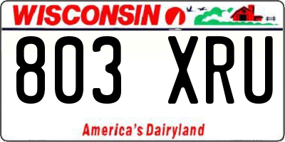 WI license plate 803XRU