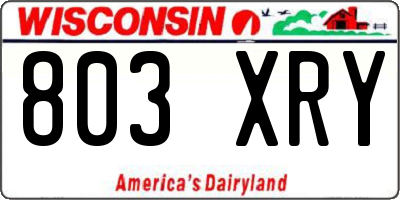 WI license plate 803XRY
