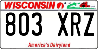 WI license plate 803XRZ