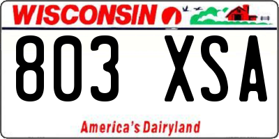 WI license plate 803XSA