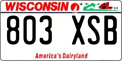 WI license plate 803XSB