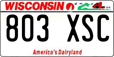 WI license plate 803XSC