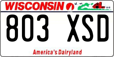 WI license plate 803XSD