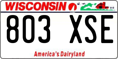 WI license plate 803XSE