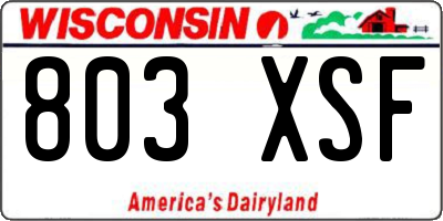 WI license plate 803XSF