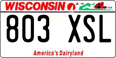 WI license plate 803XSL