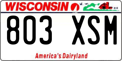 WI license plate 803XSM