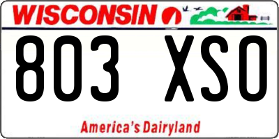 WI license plate 803XSO
