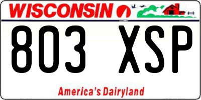 WI license plate 803XSP