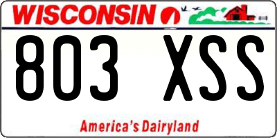 WI license plate 803XSS