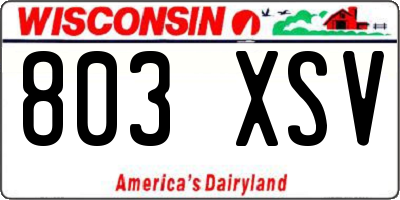 WI license plate 803XSV