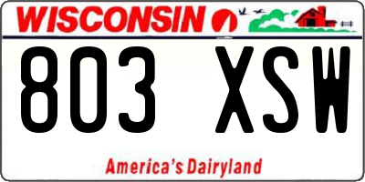 WI license plate 803XSW