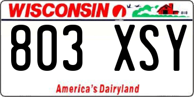 WI license plate 803XSY
