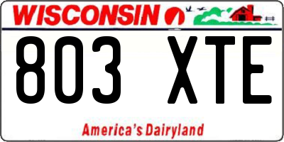 WI license plate 803XTE