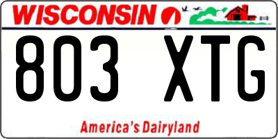 WI license plate 803XTG