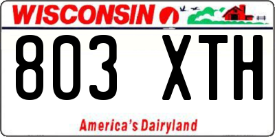 WI license plate 803XTH