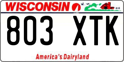 WI license plate 803XTK