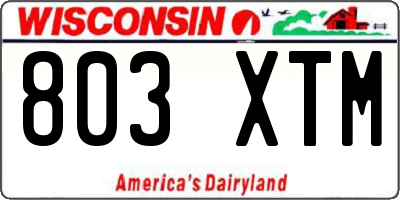 WI license plate 803XTM