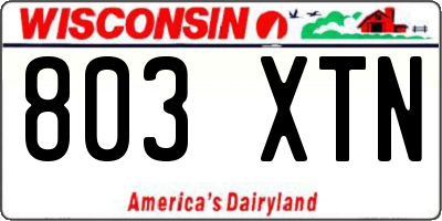 WI license plate 803XTN