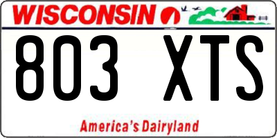 WI license plate 803XTS