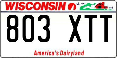 WI license plate 803XTT