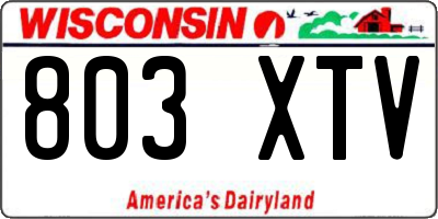 WI license plate 803XTV