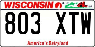 WI license plate 803XTW