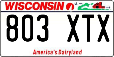 WI license plate 803XTX