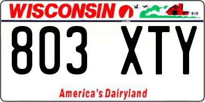 WI license plate 803XTY