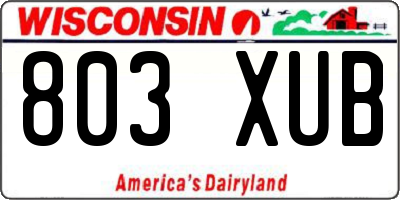 WI license plate 803XUB
