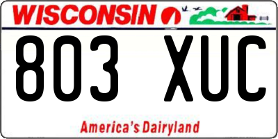 WI license plate 803XUC