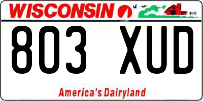 WI license plate 803XUD