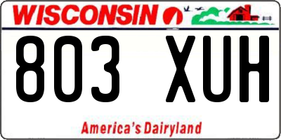 WI license plate 803XUH