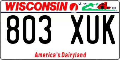 WI license plate 803XUK