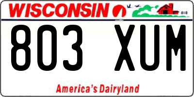 WI license plate 803XUM