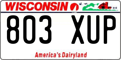 WI license plate 803XUP