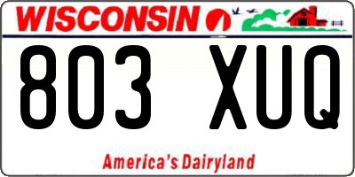 WI license plate 803XUQ