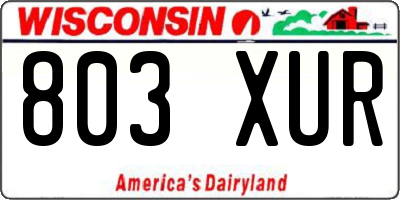 WI license plate 803XUR