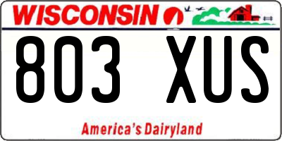 WI license plate 803XUS